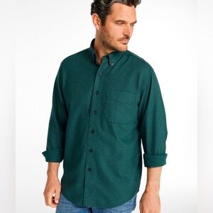LL Bean Wicked Good Flannel Shirt Traditional Fit Houndstooth Deep Evergreen XL